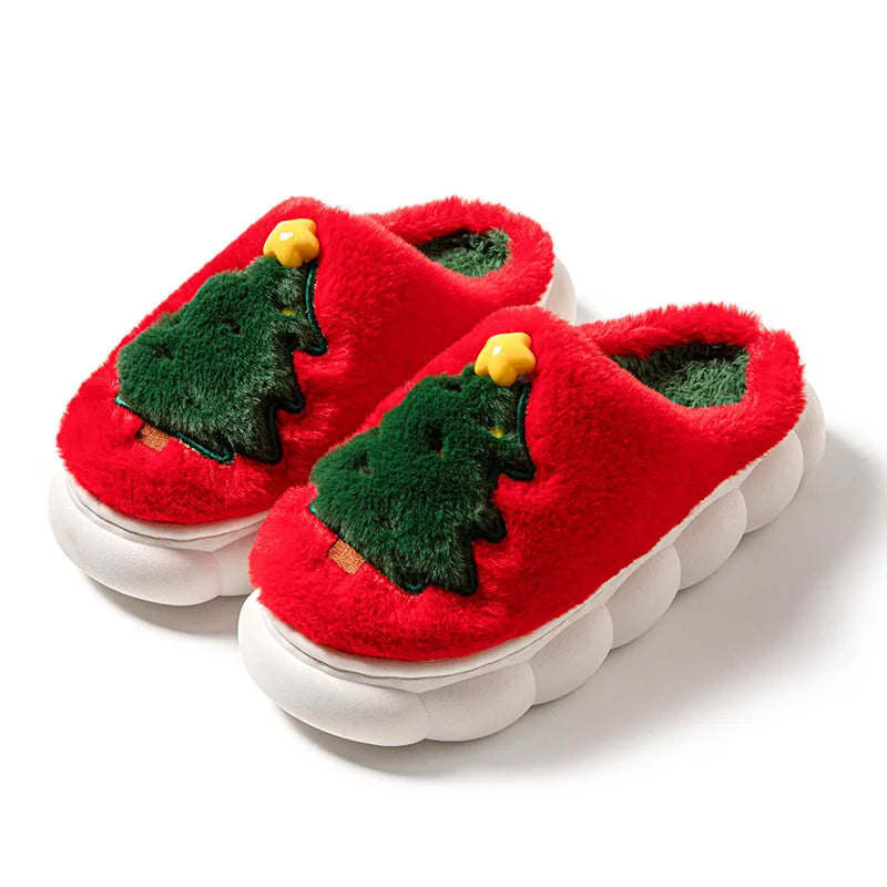 Chaussons sapin de noël rouge