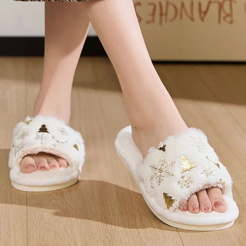 Claquettes de Noël Femme blanc