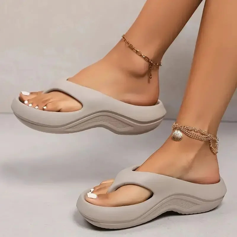 tong femme semelle épaisse gris - Claquette shop