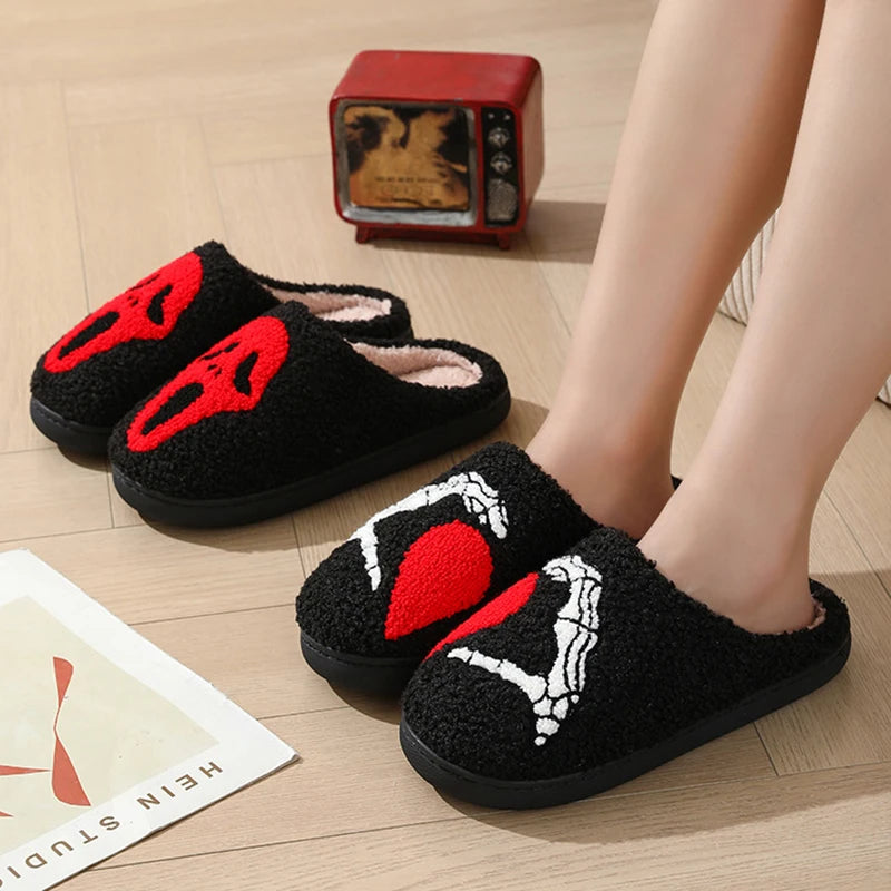 chaussons noir et rouge pour halloween