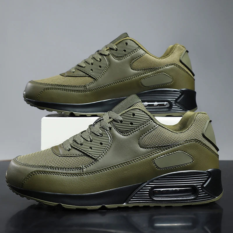 Baskets homme style Air Max – modèle inspiré sans marque, semelle visible, mesh vert et noir