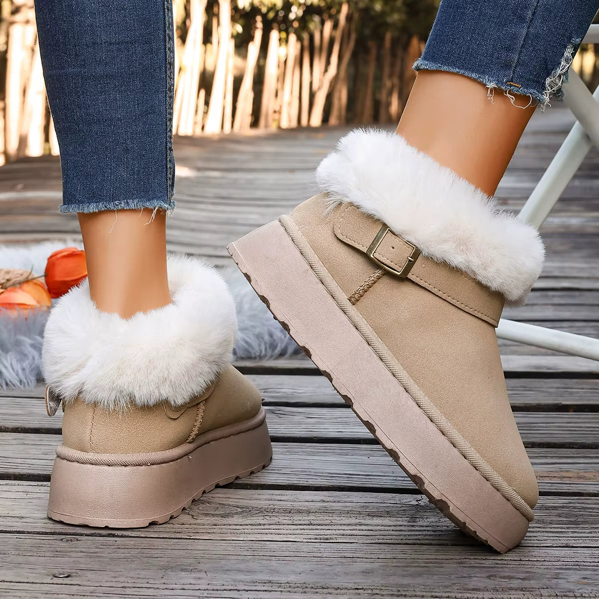 boots de neige femme beige