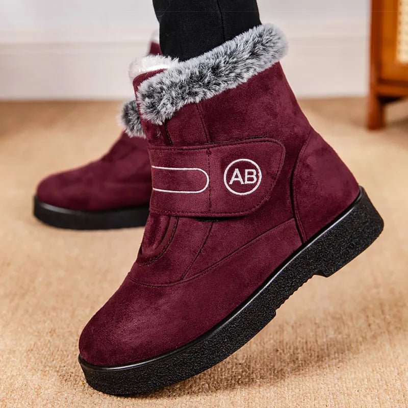bottines-femmes-chaudes-hiver-rouge