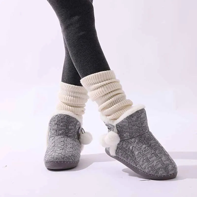 chaussons chauds pour femme gris