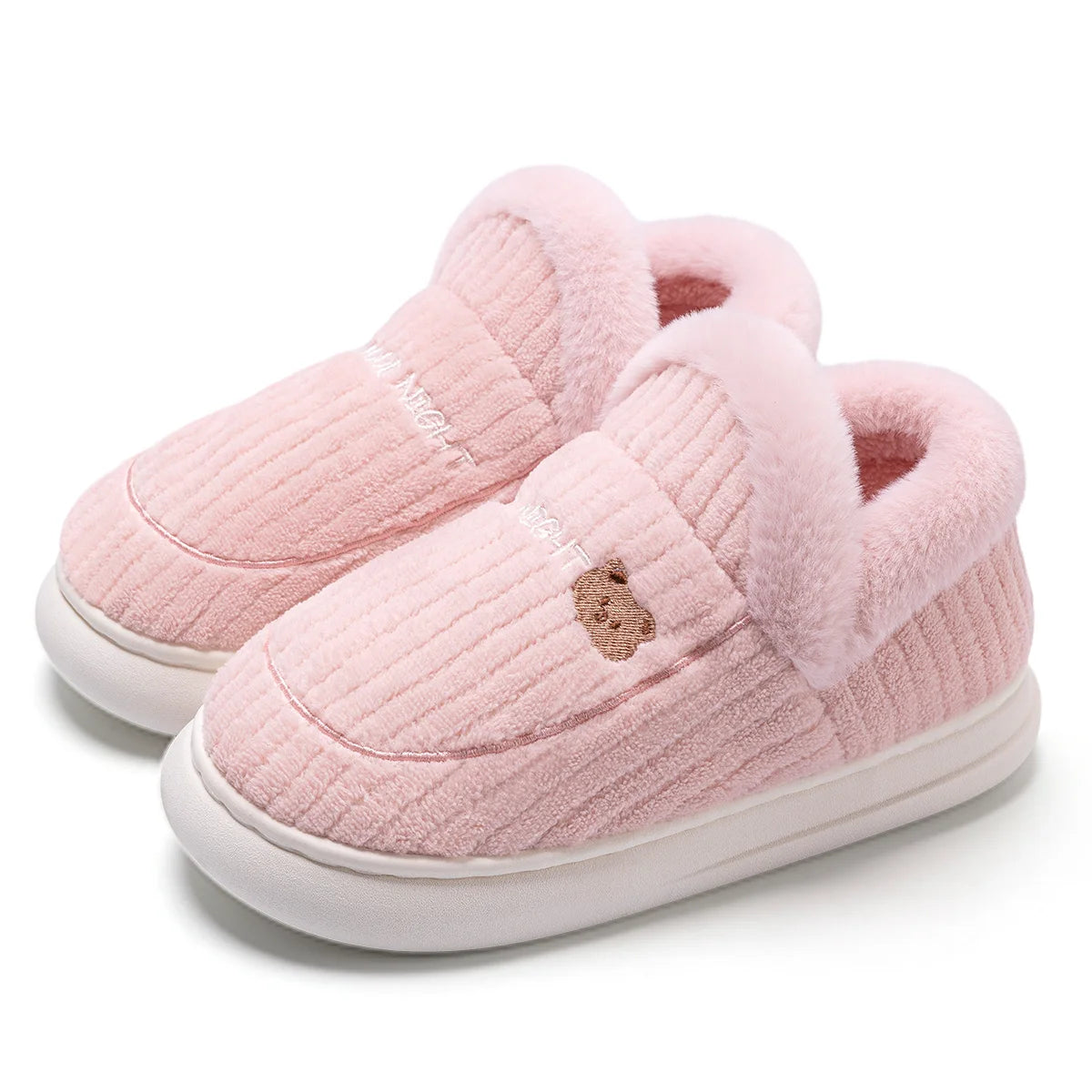 chaussons chauds memoire de forme rose