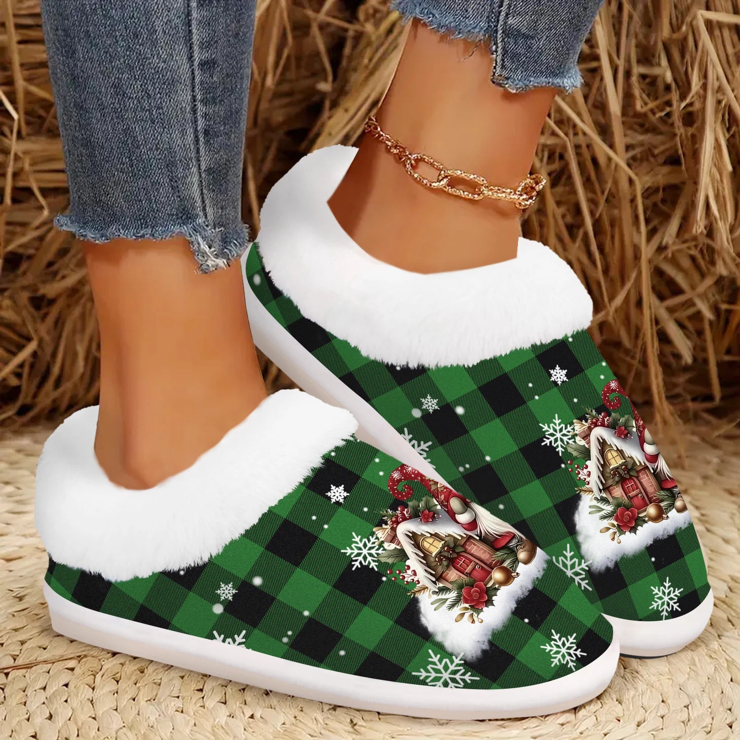 chaussons de noel vert