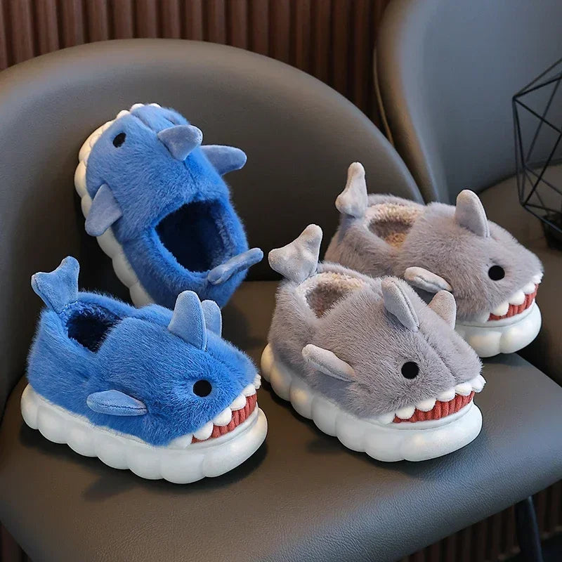 Chaussons requin enfant bleu et gris
