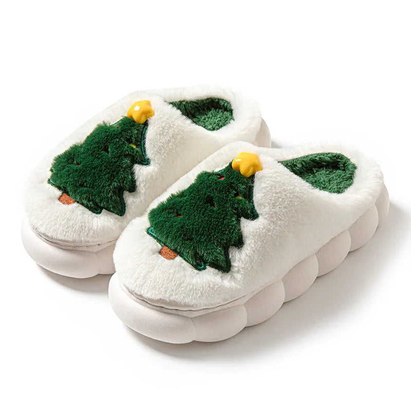 chaussons sapin de noël blanc