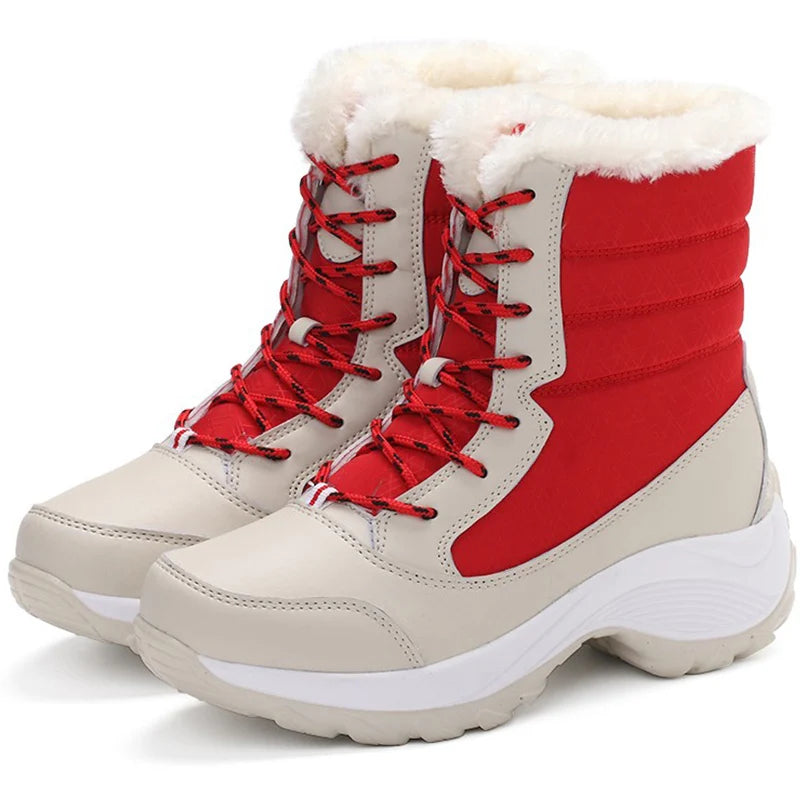 chaussures-hiver-femme-rouge-mi-mollet