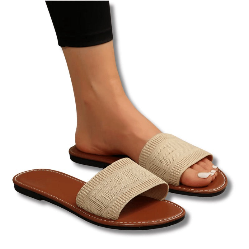 Claquette beige femme