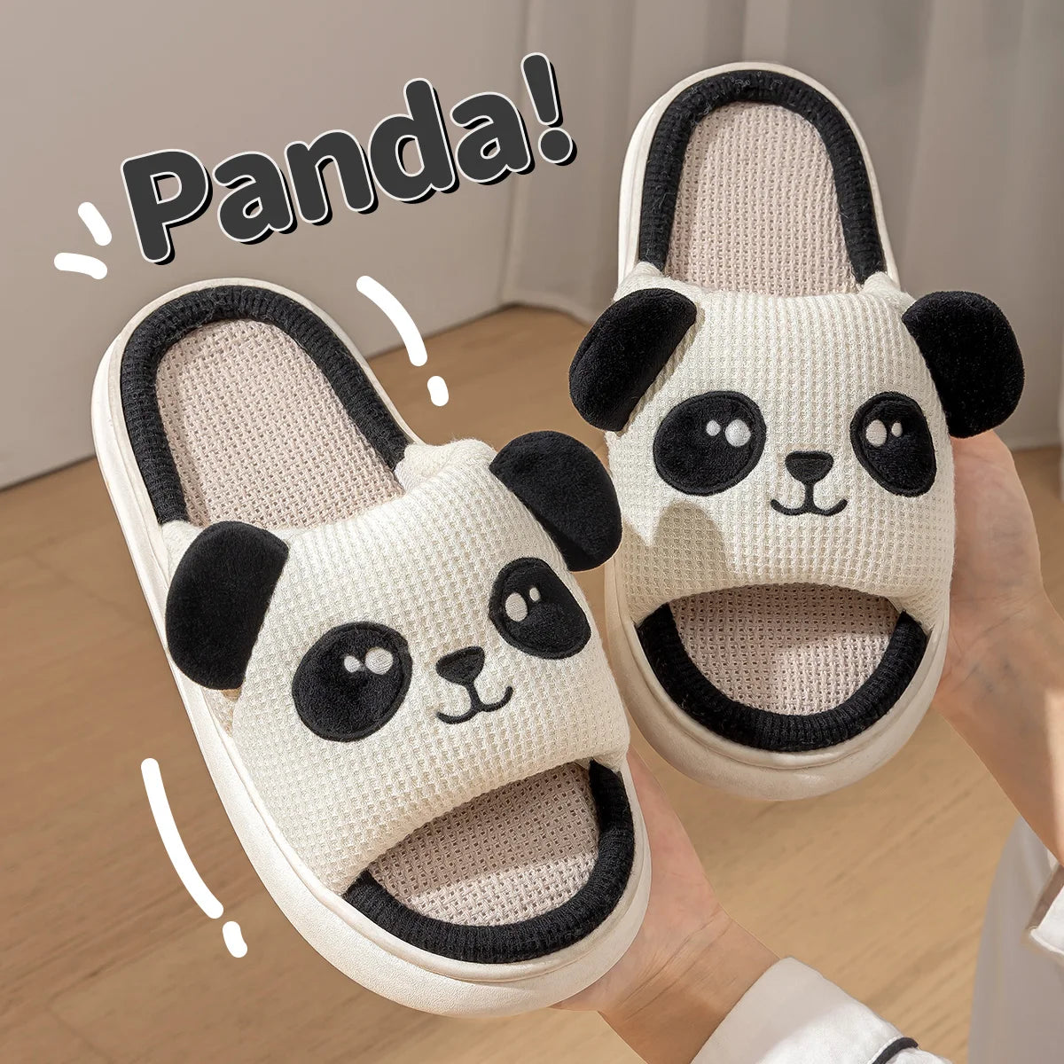 claquettes motif panda confort