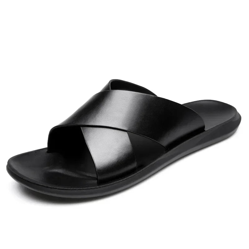claquettes en cuir homme
