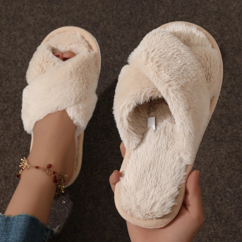 claquettes fourrure femme beige - Claquette shop