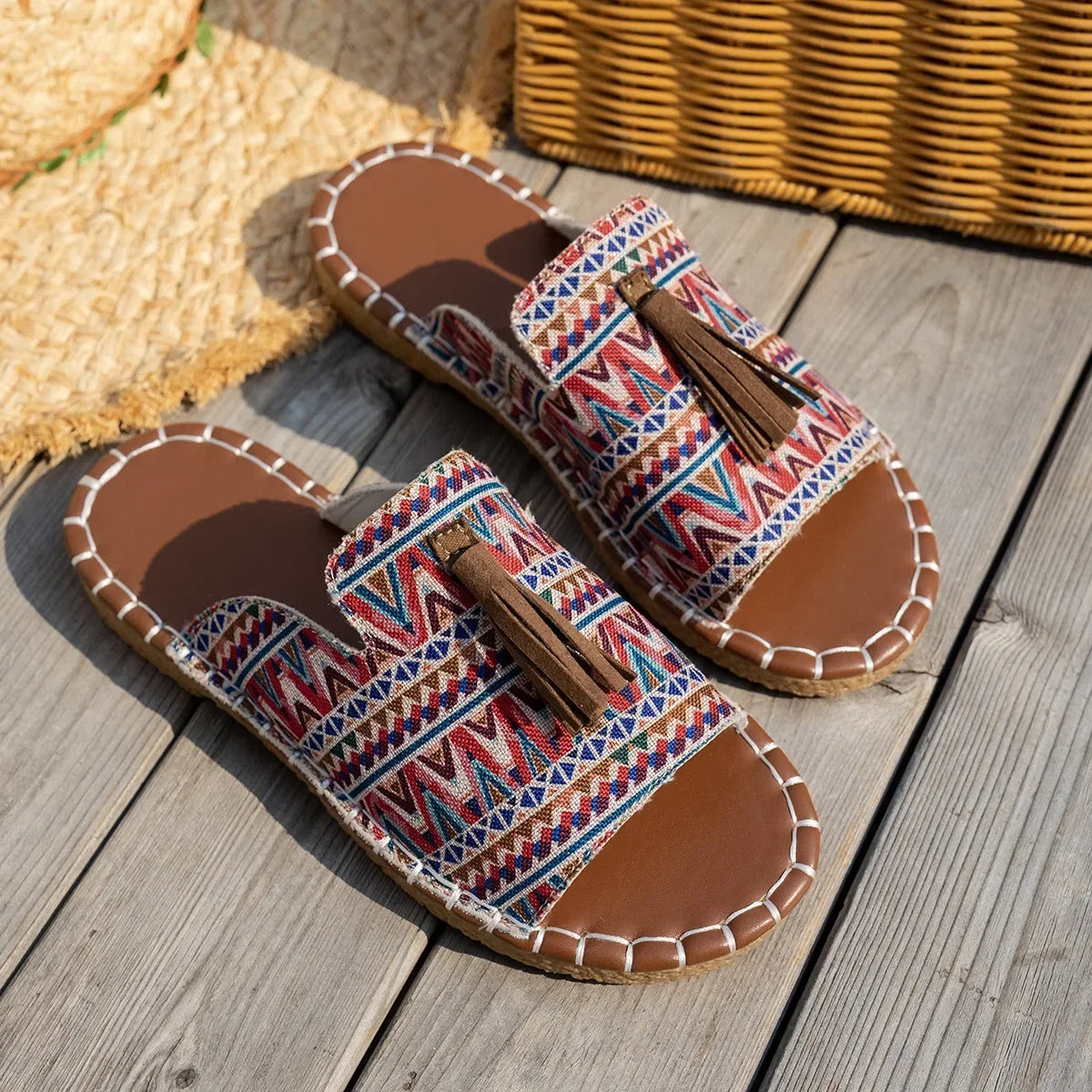 Sandales bohème en tissue tressé – look nomade et artisanal