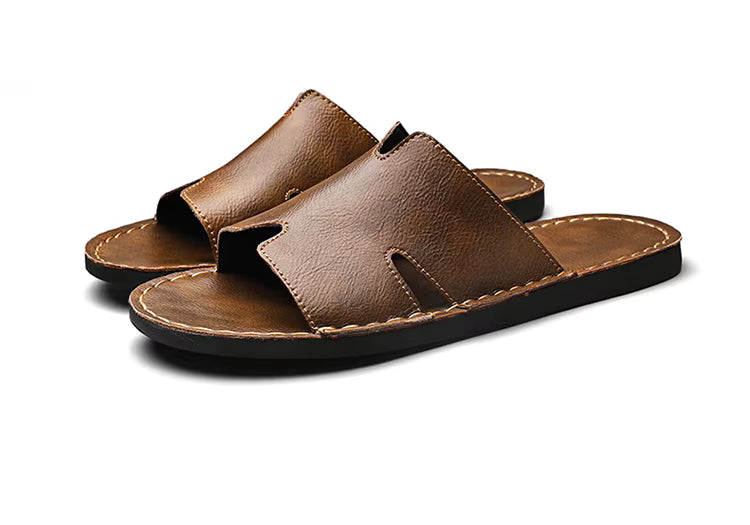 sandales homme cuir marron