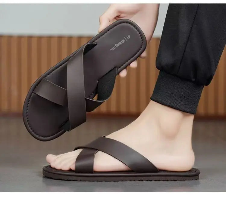 sandales pour homme en cuir PU