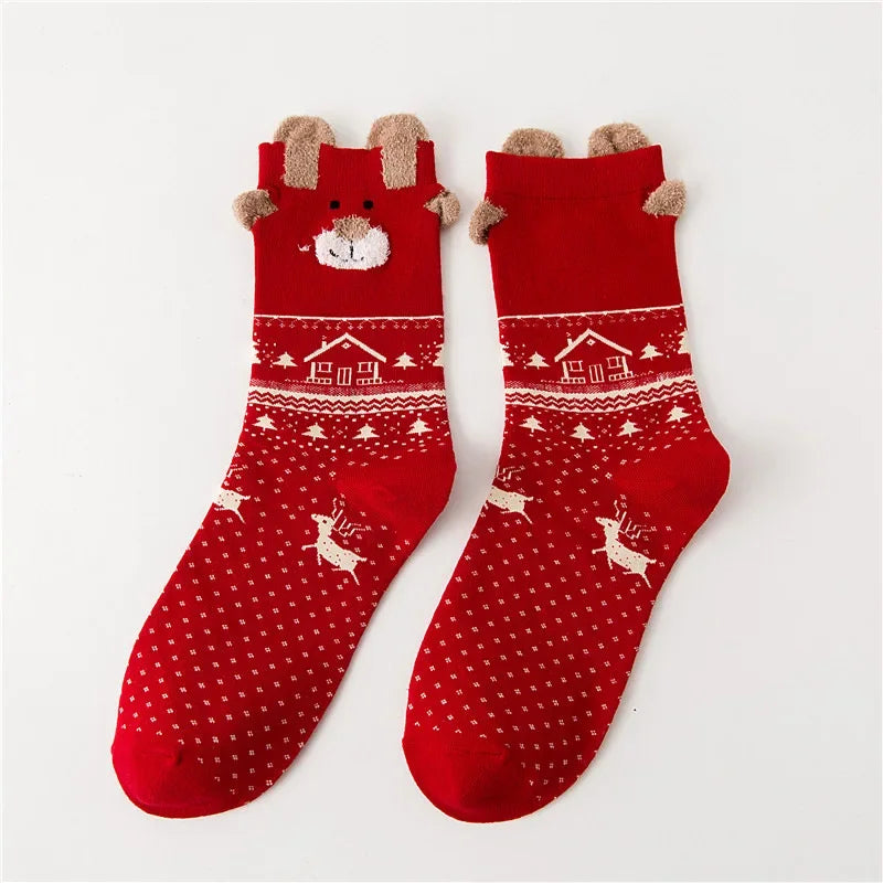 Chaussettes de noël rouge rennes 
