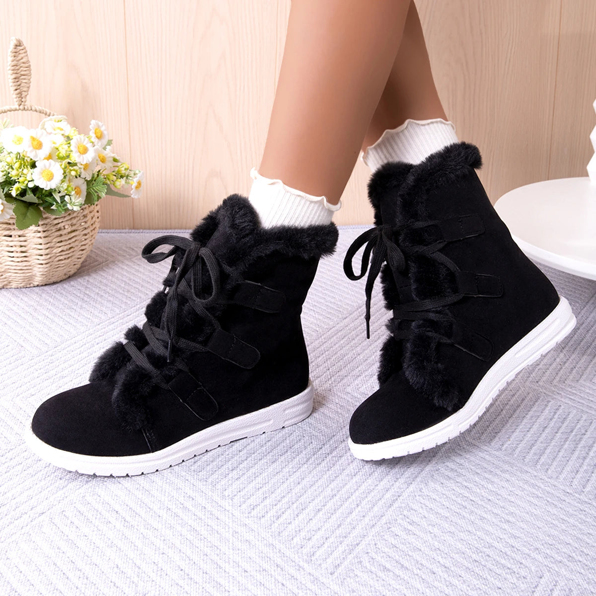 Chausson botte femme noir