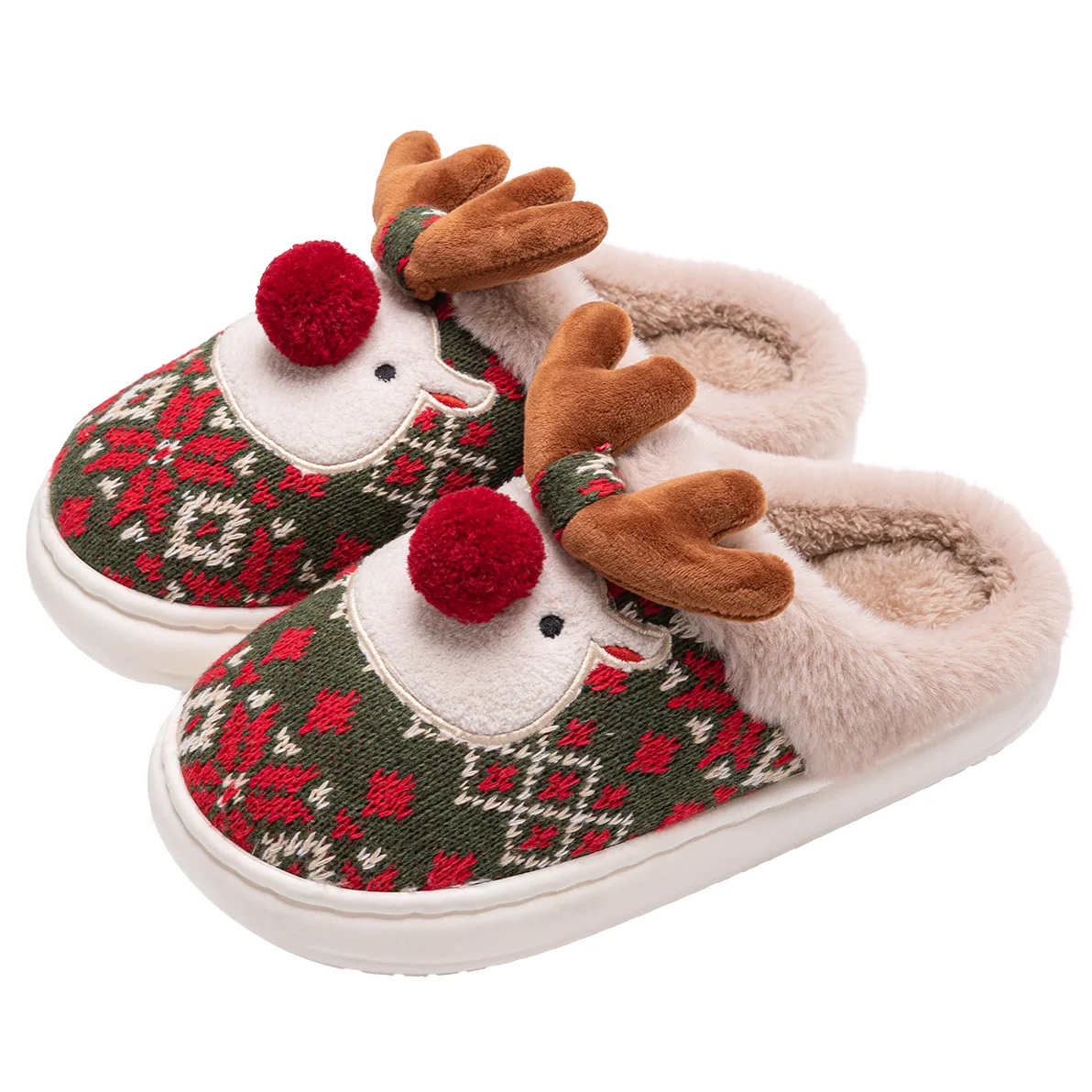 Chausson Renne de Noël vert