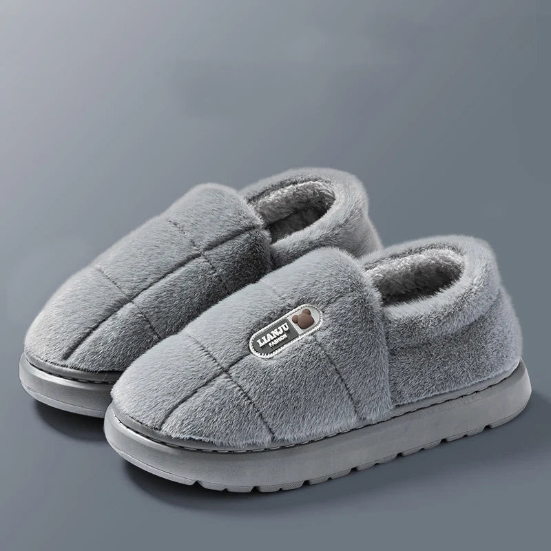 Chaussons chauds pour homme gris