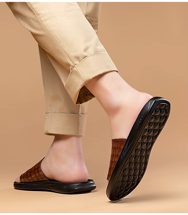 Claquette cuir homme