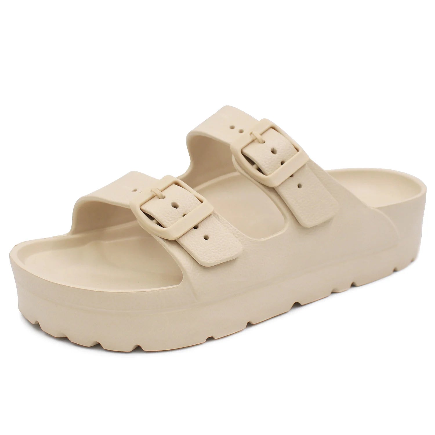 Claquette femme plastique beige