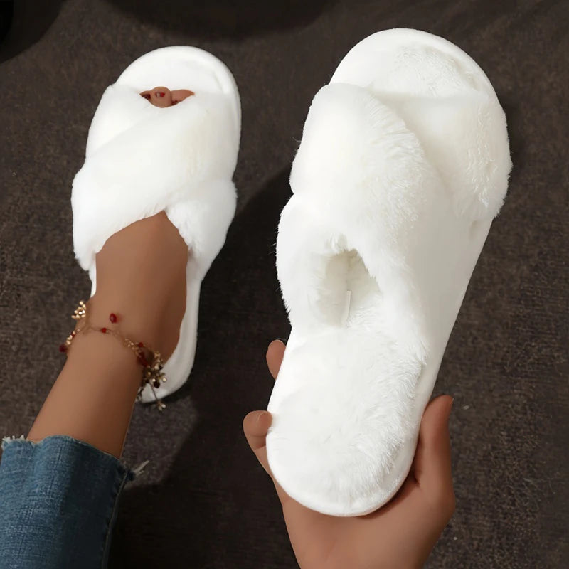 claquettes fourrure femme blanc - Claquette shop