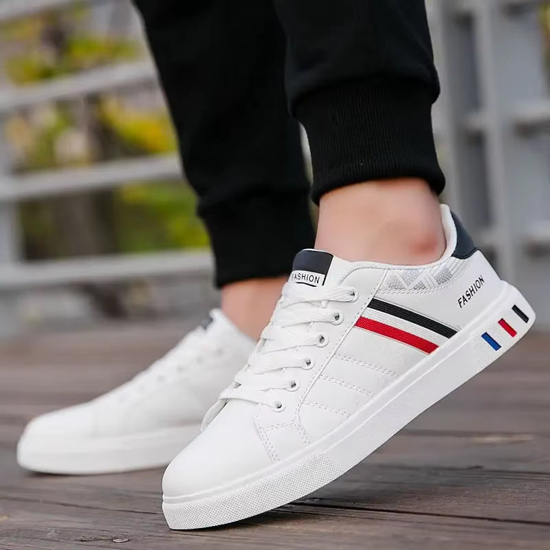 baskets homme blanche en cuir pu