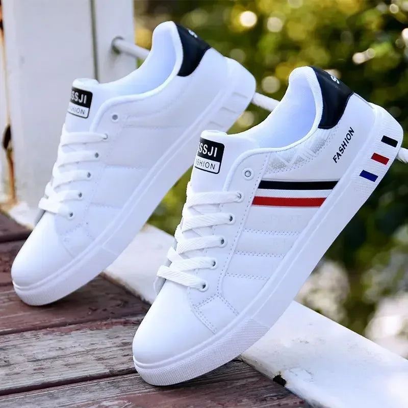 baskets homme similicuir blanc décontractées - Claquette shop