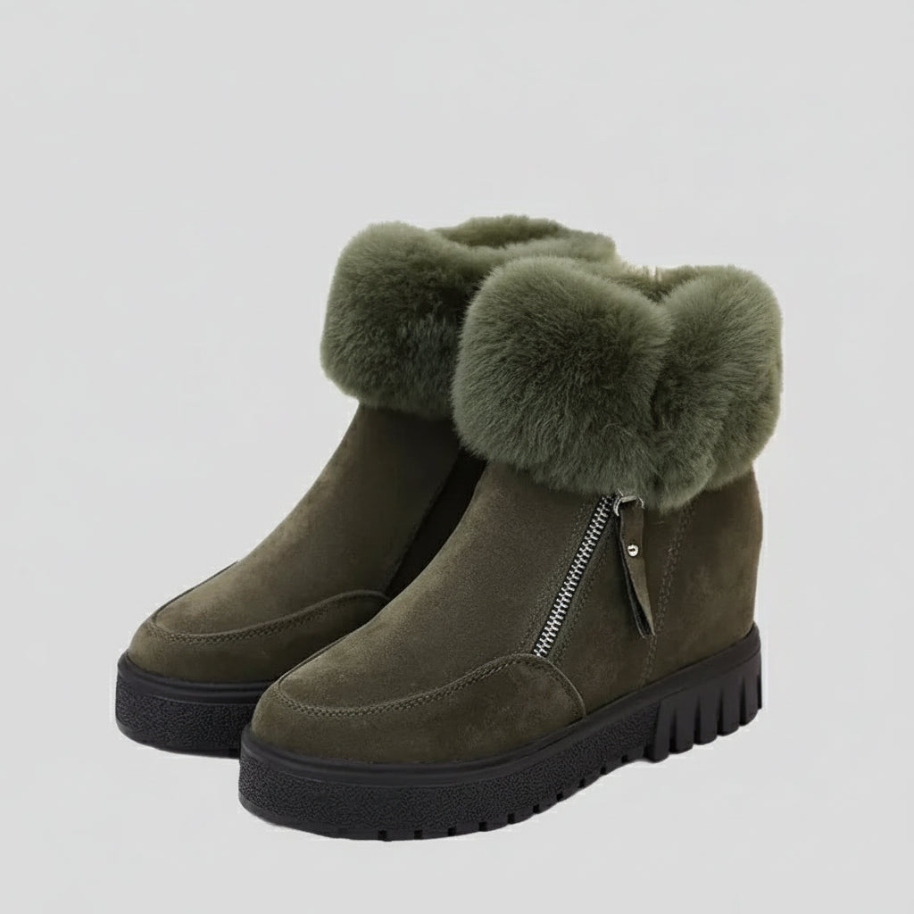 boots-fourrure-femme-vert