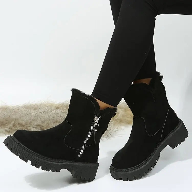Bottines de neige pour femme noires, tige courte