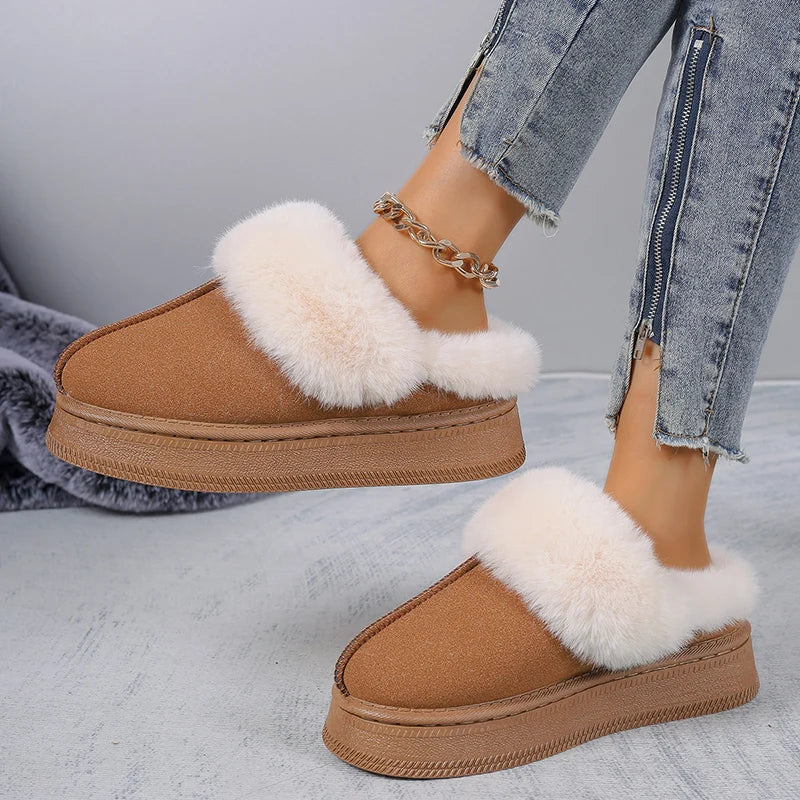 chausson-fourrure-femme-marron