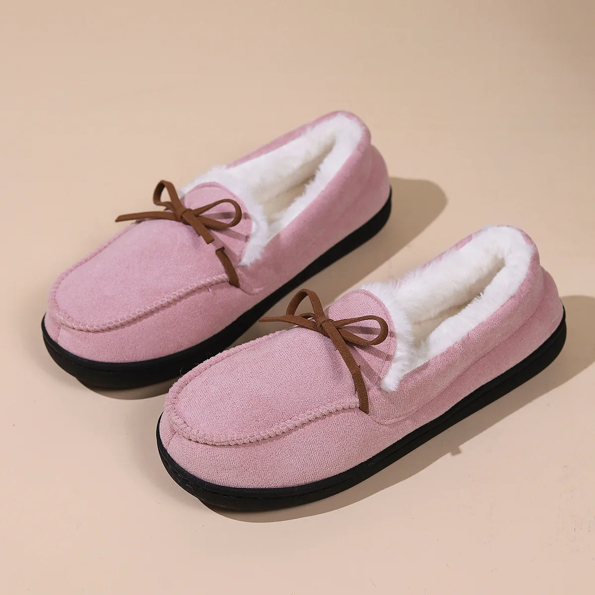 chausson mocassin femme rose