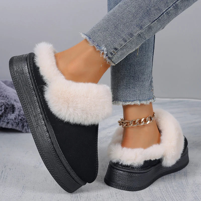 chaussons-fourrure-femme-noir