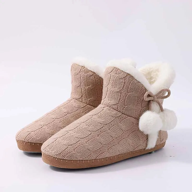 chaussons chauds pour femme beige