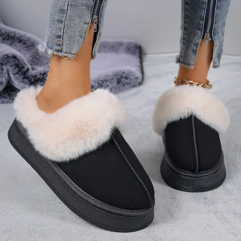 Chaussons fourrure noirs