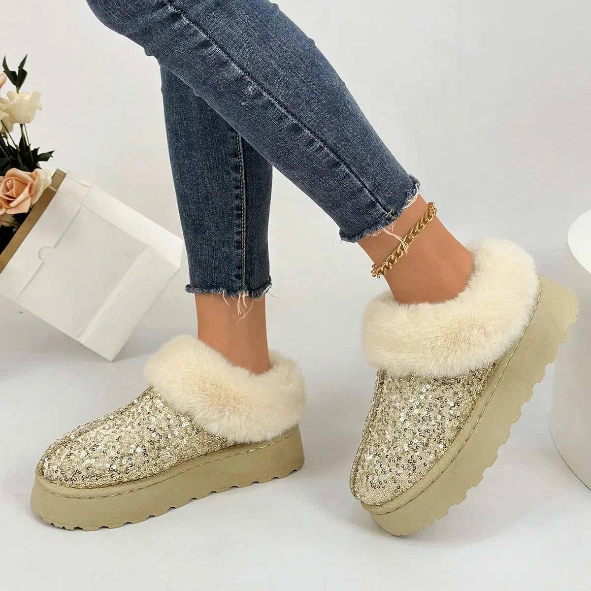 chaussons tendance pour femme couleur beige