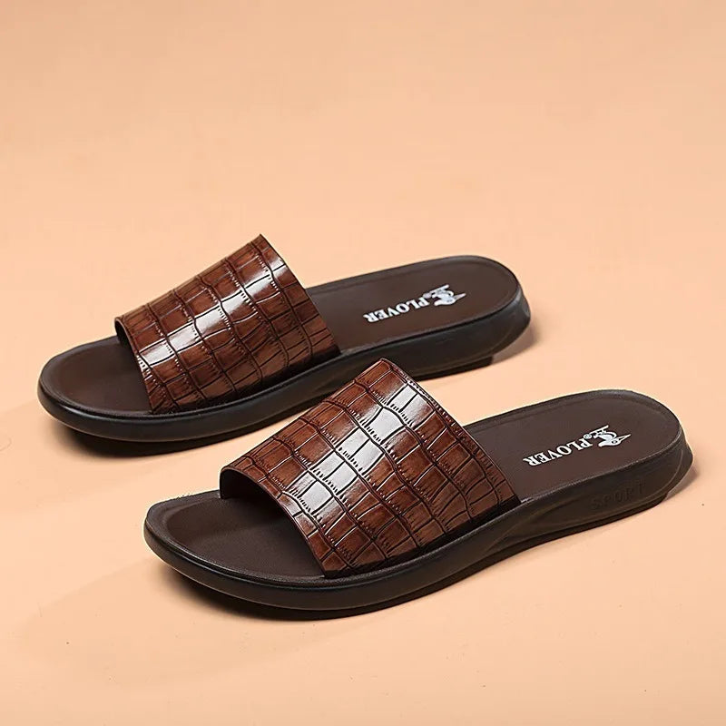 claquette en cuir homme