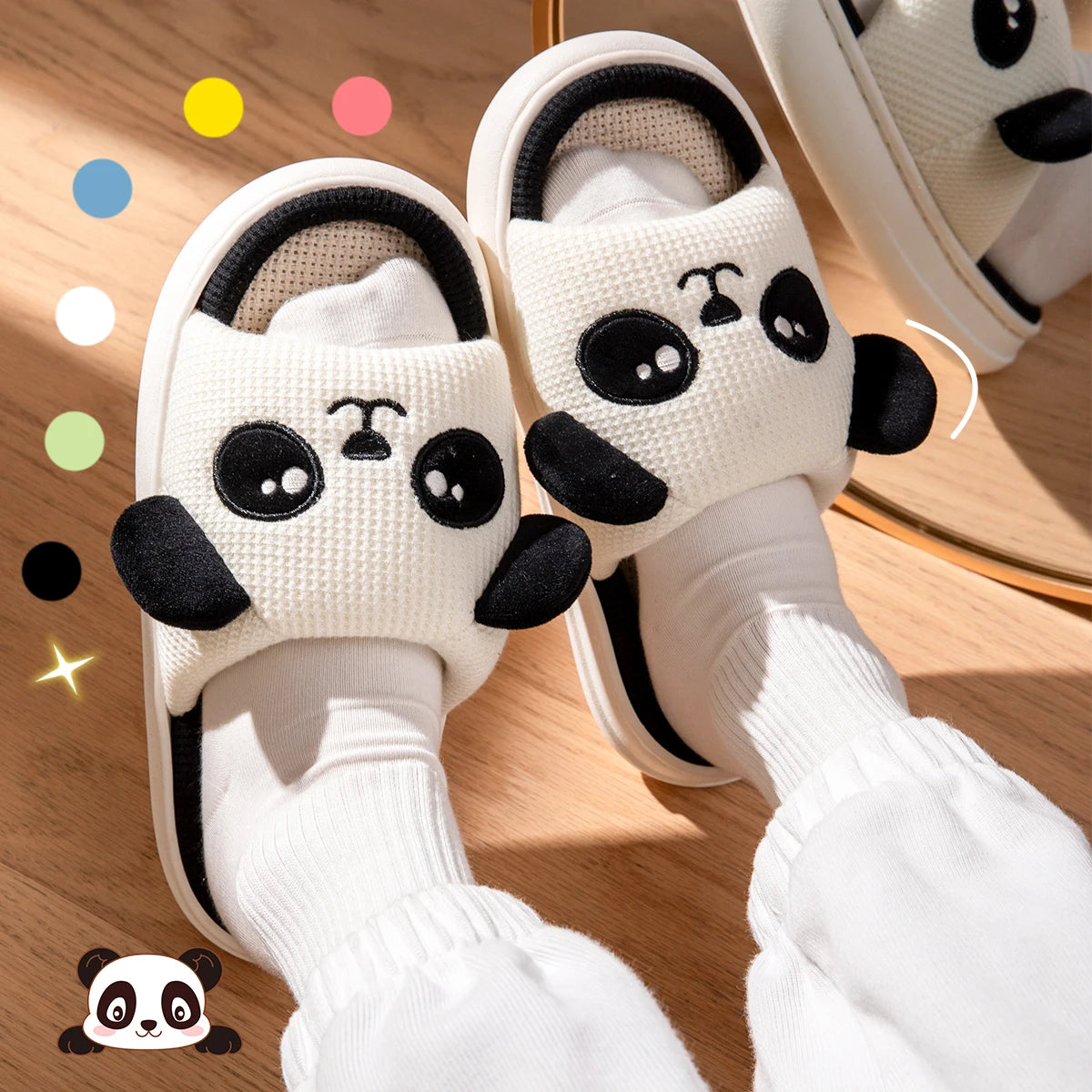 claquettes confortables panda