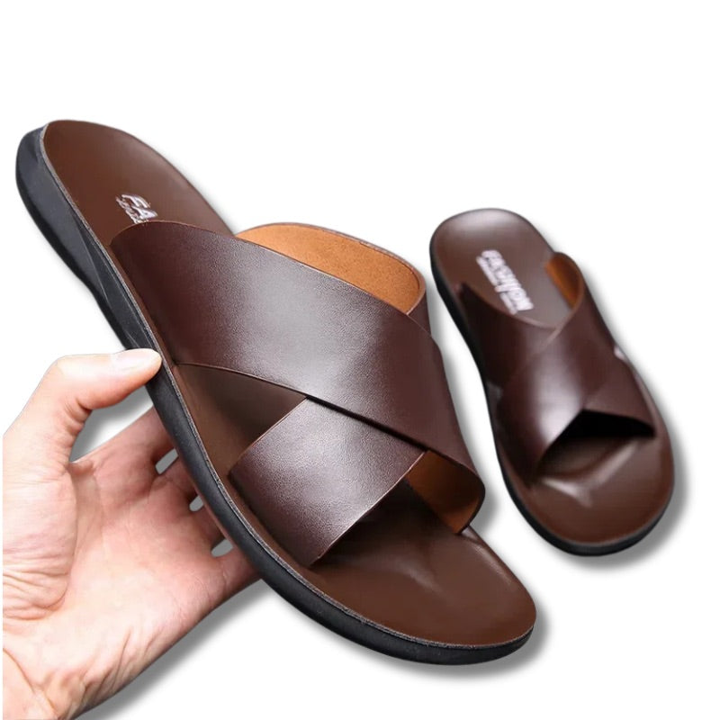 claquettes cuir pour homme