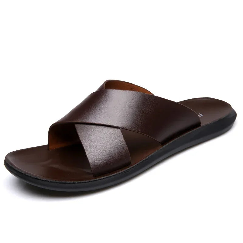 claquettes cuir pour homme