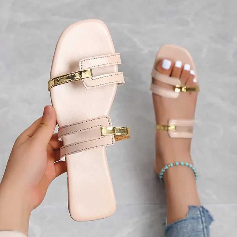 claquettes femme beige