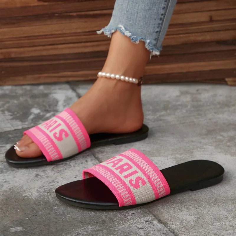 claquettes paris rose 