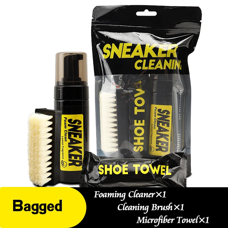 Kit de nettoyage chaussures format essentiel : produit, microfibre, une brosse polyvalente