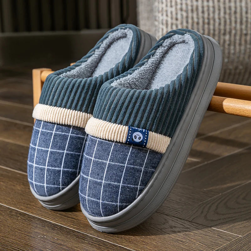 Pantoufle pour homme gris anthracite, modèle confortable en coton