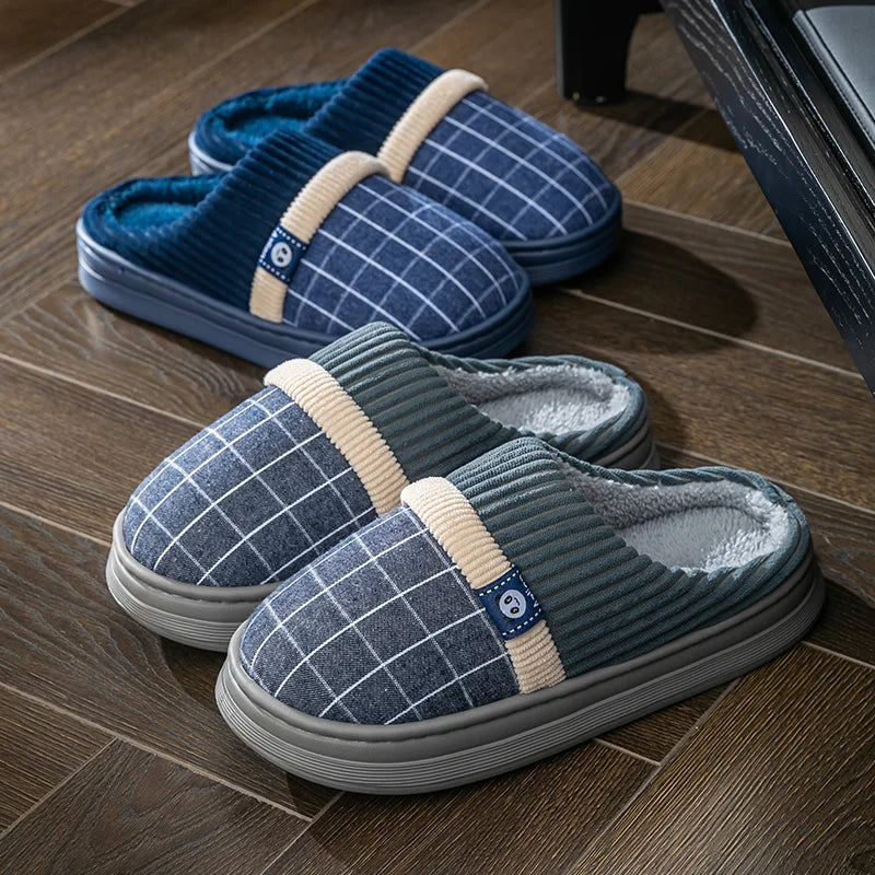 pantoufle pour homme gris et bleu