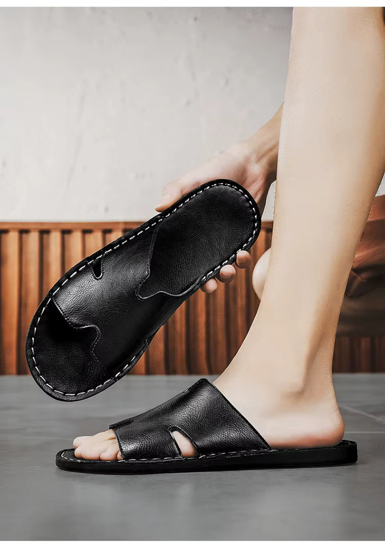 sandales homme cuir noir