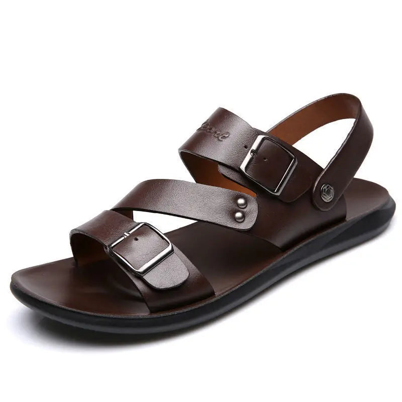 Sandales cuir homme marron