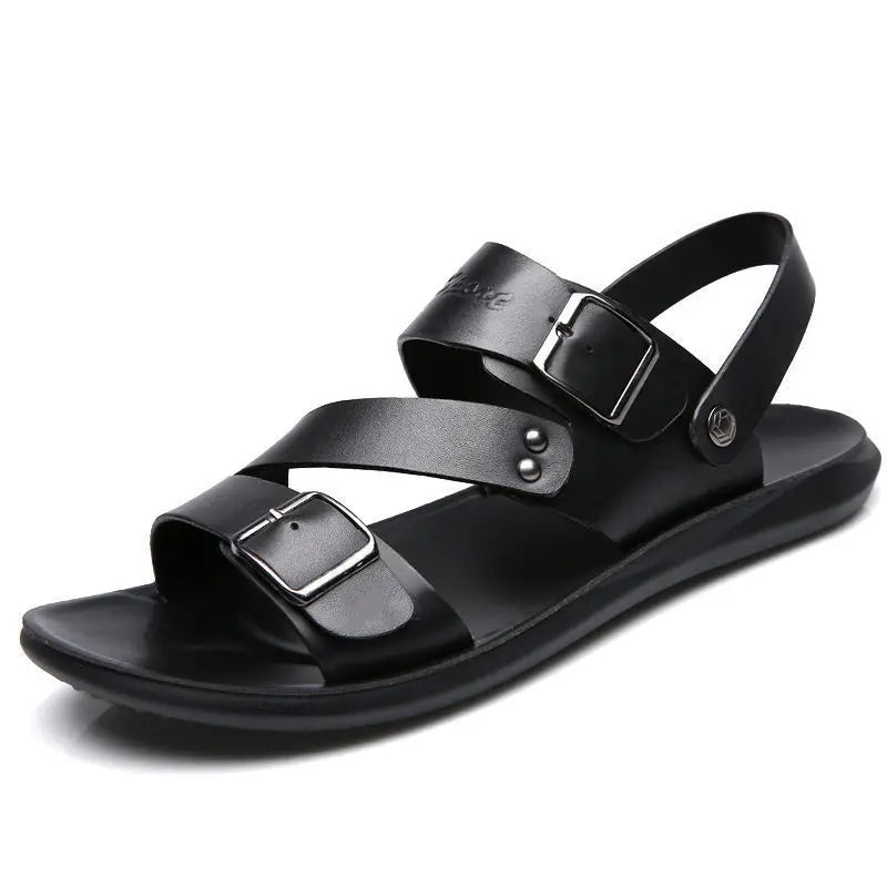 Sandales cuir homme noir