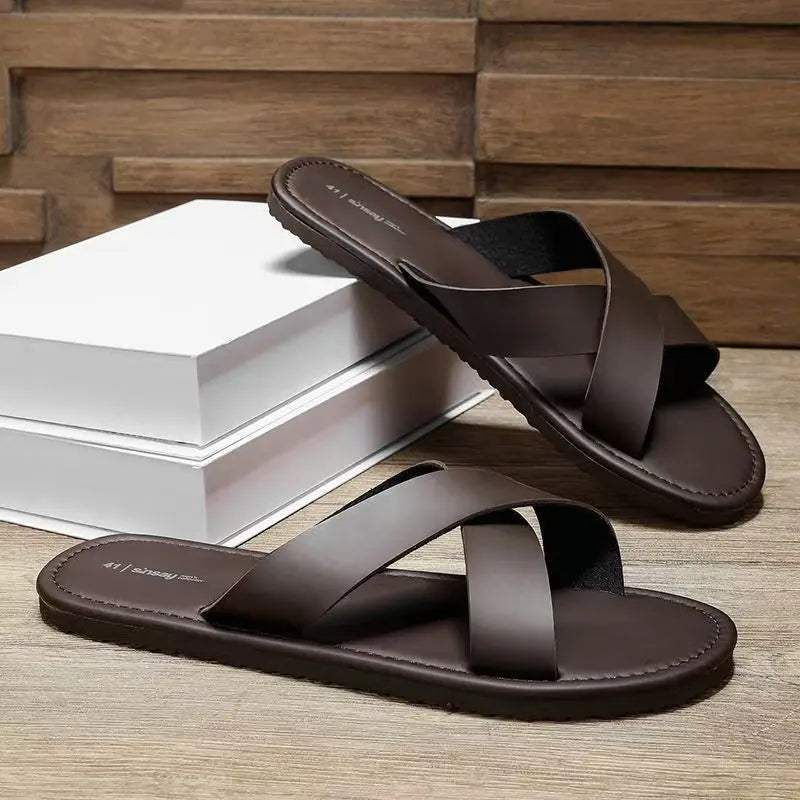 sandales cuir homme marron